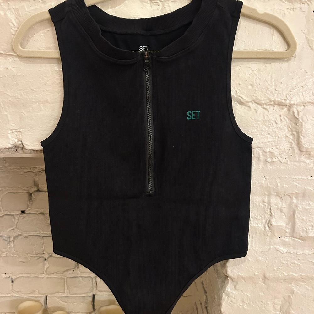 SET Active Black Bodysuit with Zipper